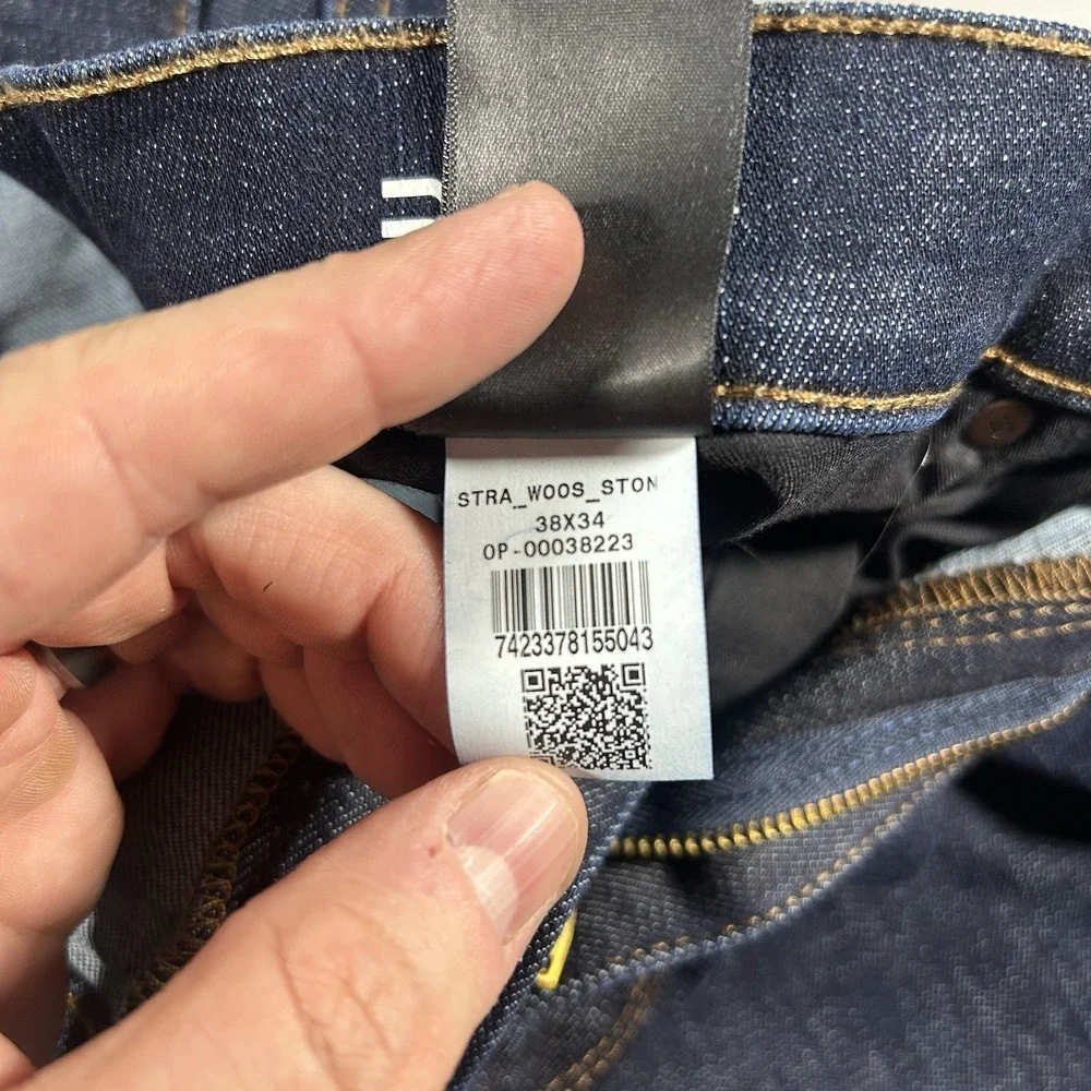Mens Mott‎ Bow Straight Jeans Dark Wash Stretch Denim 38x34 USA